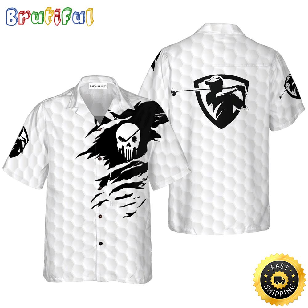 The Golf Skull Hawaiian Golf Shirt For Sport Lovers In Summer feecih