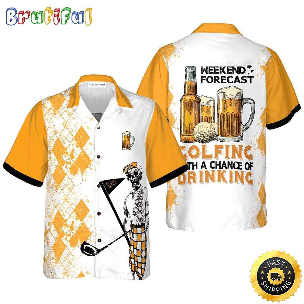 Weekend Forecast Beer And Golf Hawaiian Golf Shirt For Sport Lovers In Summer jegayw