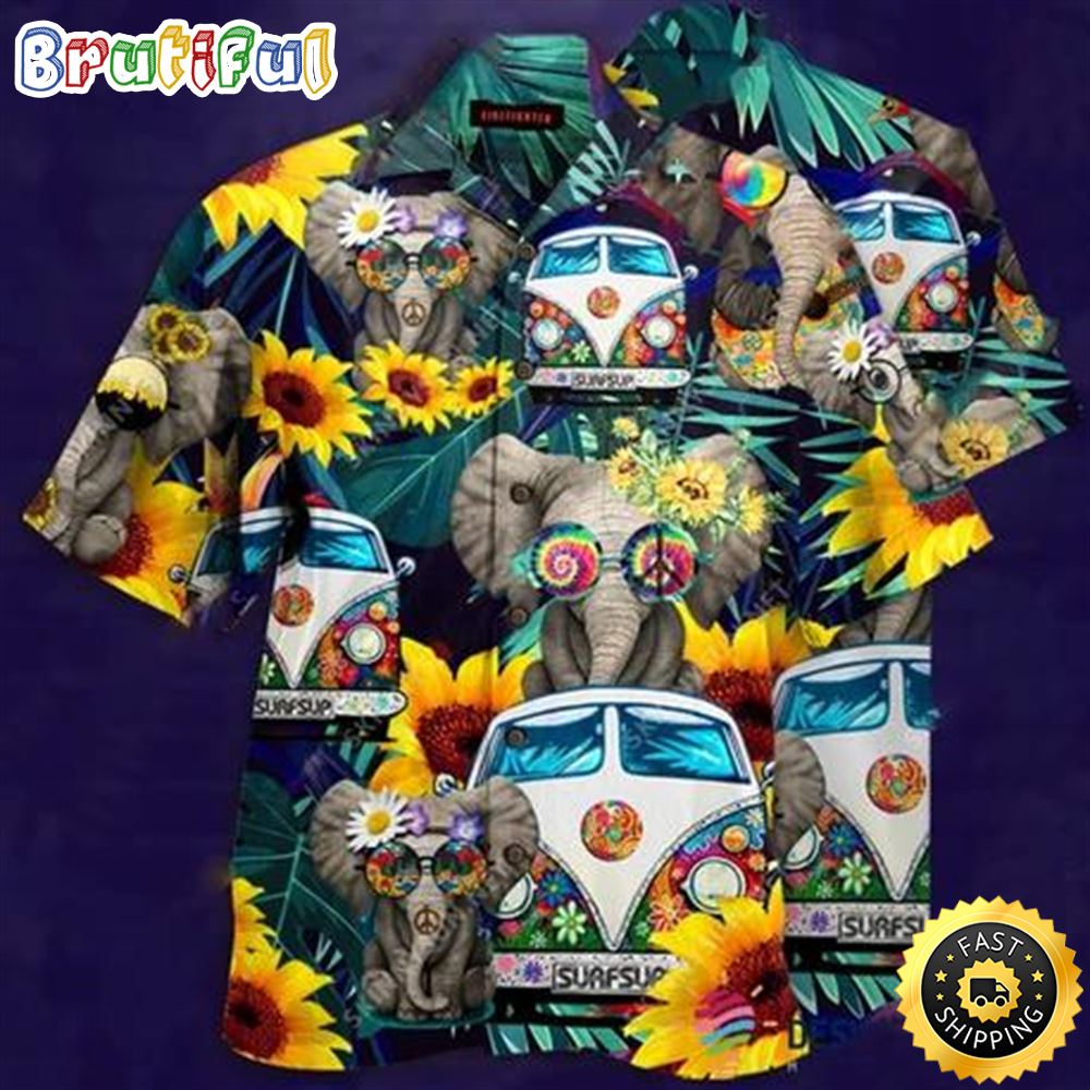 Wonderful Camping Elephant Hippie Hawaiian Shirt Beachwear For Men Gifts For Young Adults 1 nrqpzo
