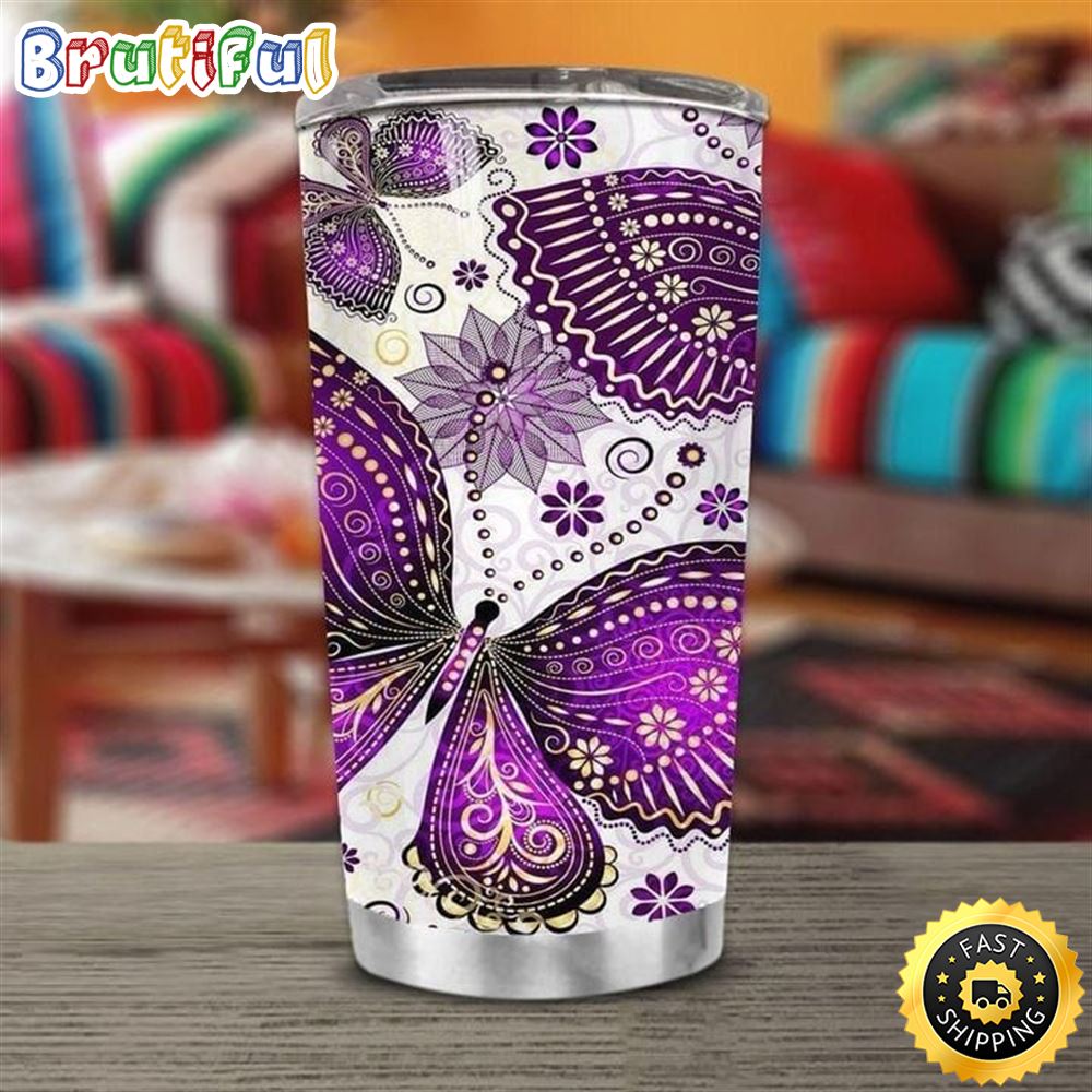 Butterfly Hippie Stainless Steel Tumbler For Men And Women k1qkke