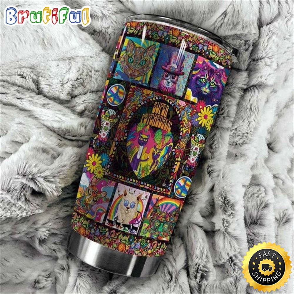 Cat Hippie Stainless Steel Tumbler For Men And Women lighqw