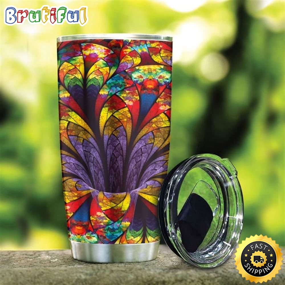 Colorful Flower Hippie Stainless Steel Tumbler For Men And Women wqazjz