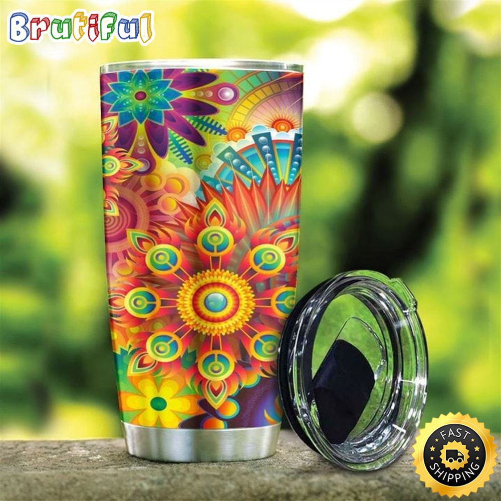 Colorful Pattern Hippie Color Stainless Steel Tumbler For Men And Women vgv22r