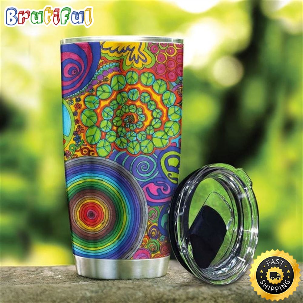 Colorful Pattern Hippie Stainless Steel Tumbler For Men And Women osskor