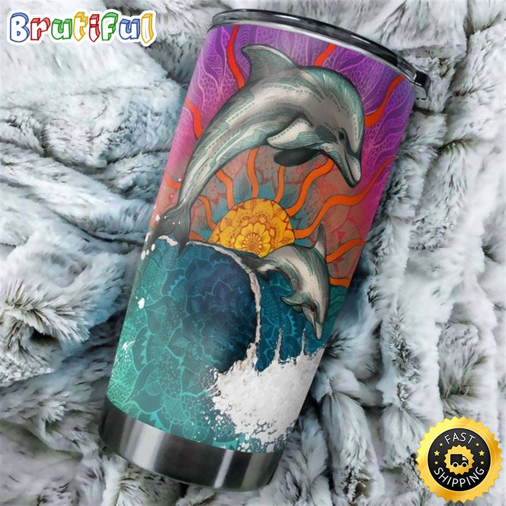 Dolphin Hippie Stainless Steel Tumbler For Men And Women yftypo