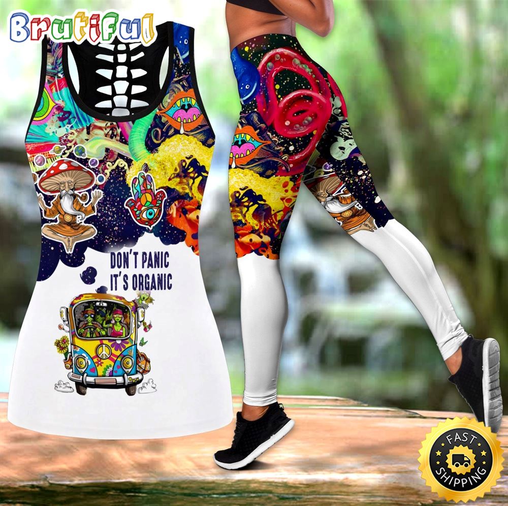 Don t Panic It s Organic All Over Printed Women s Tanktop Leggings Set Perfect Workout Outfits Gifts For Hippie Life 1 os4swa
