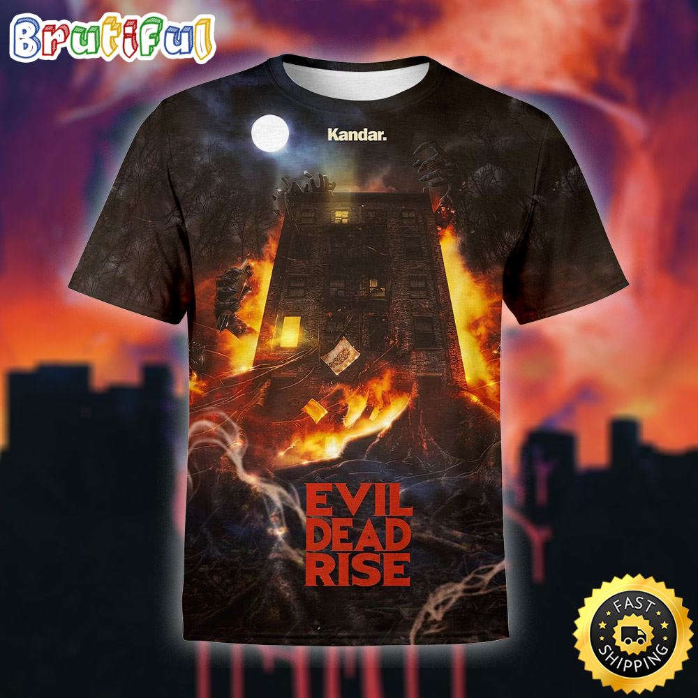 Evil Dead Rise Fire Building 3d Shirt All Over Print xblba7
