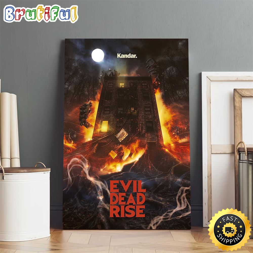 Evil Dead Rise Fire Building Poster Canvas l1c3av