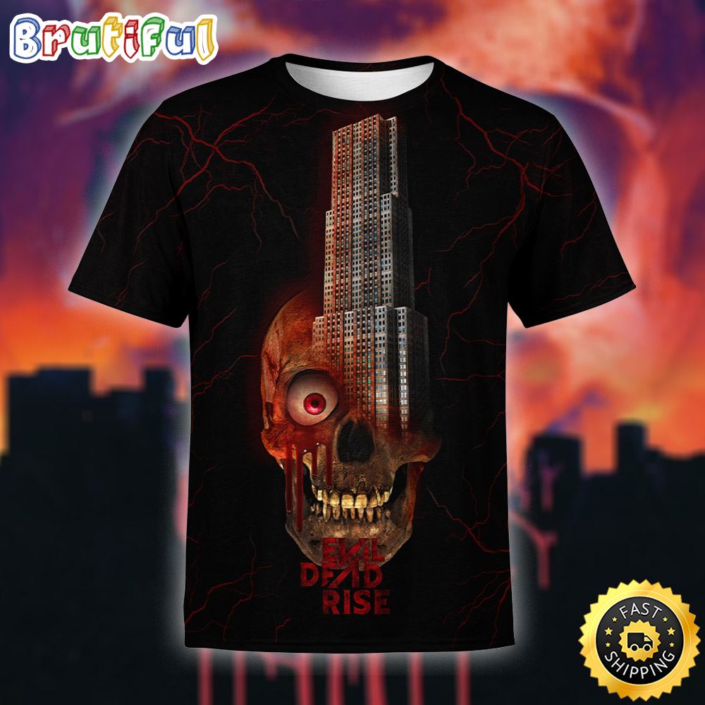 Evil Dead Rise Skull Building 3d Shirt All Over Print fy7qao