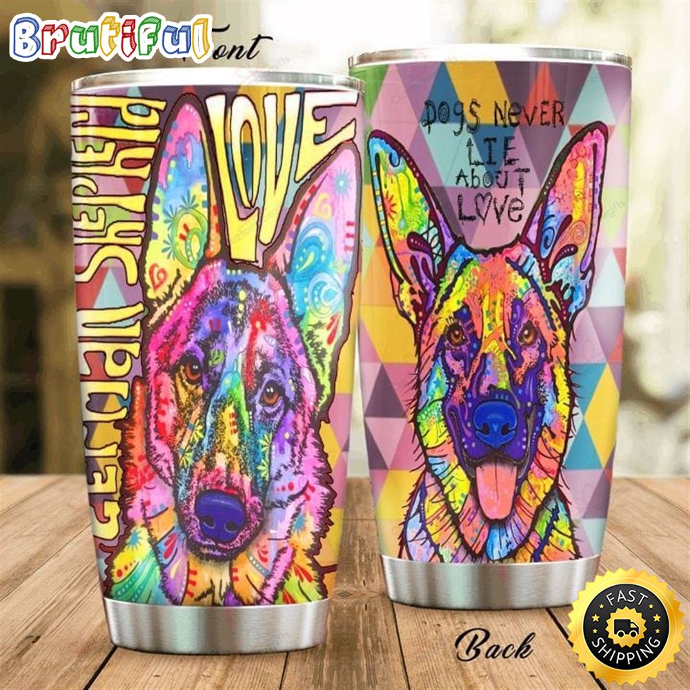 German Shepherd Hippie Stainless Steel Tumbler For Men And Women uolviw
