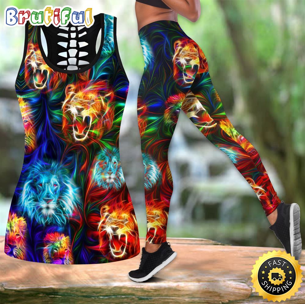 Hippe Lion Neon Color All Over Printed Women s Tanktop Leggings Set Perfect Workout Outfits Gifts For Hippie Life 1 xba2qq