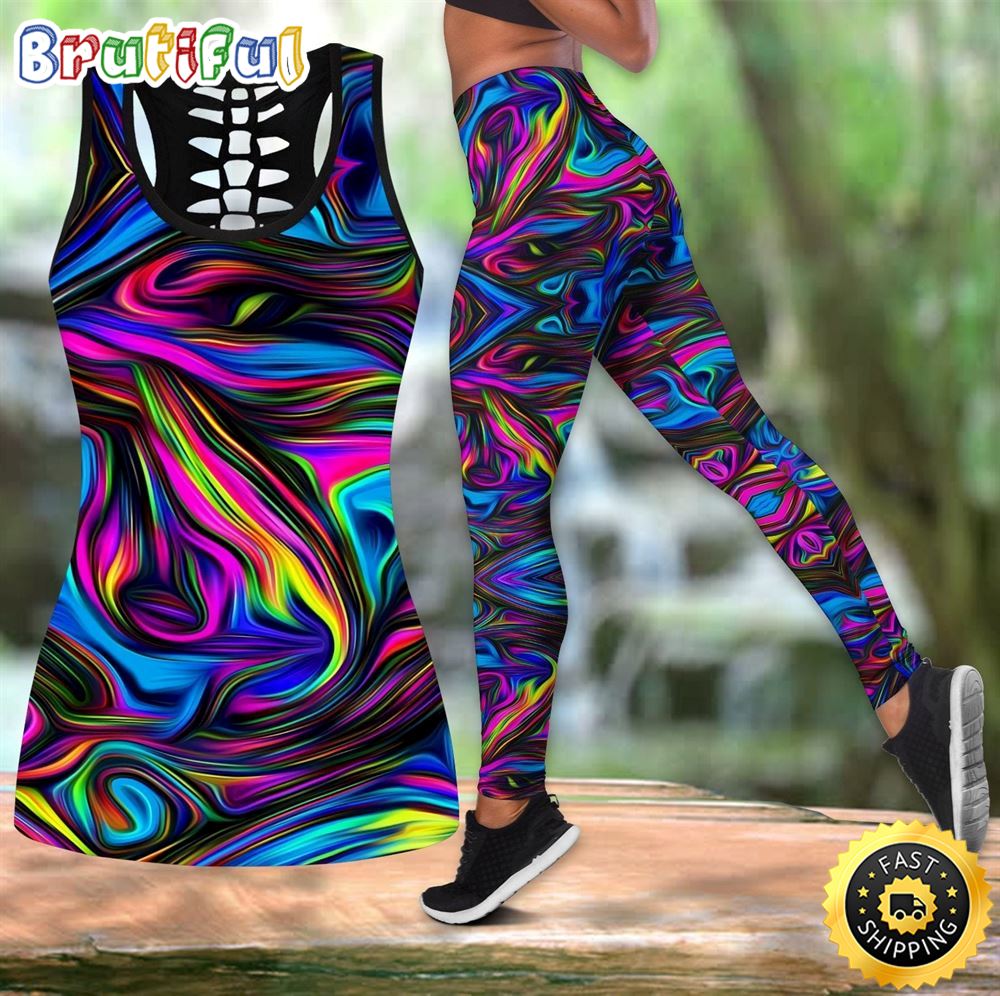 Hippie Abstract Color All Over Printed Women s Tanktop Leggings Set Perfect Workout Outfits Gifts For Hippie Life 1 ua0mzb