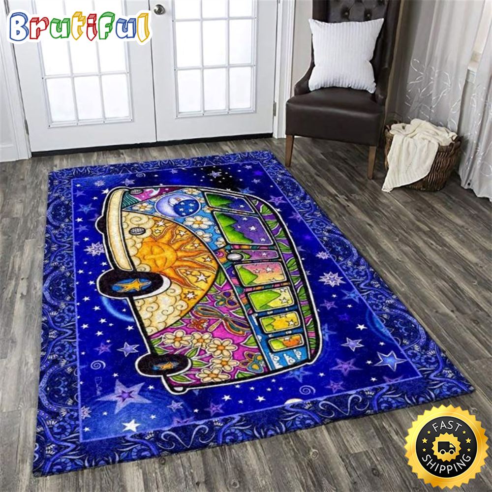 Hippie Coloful Bus Hippie Rug Carpet ilnowl