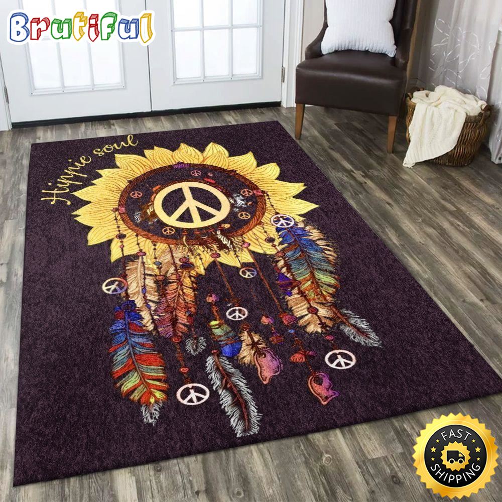Hippie Dreamcatcher Sun Flower Rectangle Carpet Rug xdzbkk