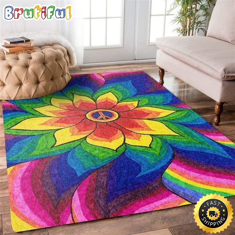 Hippie Flower Colorful Area Carpet Rug ydcimy