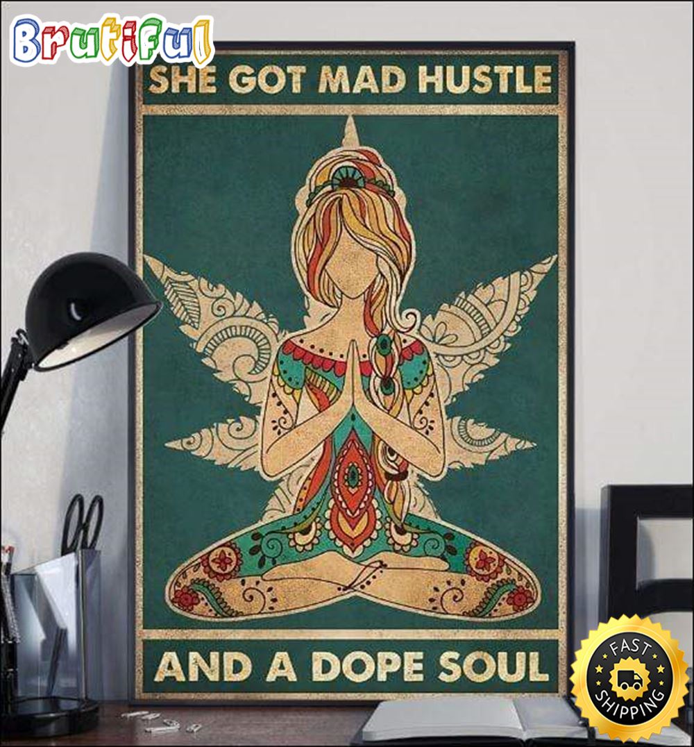 Hippie Girl Got Mad Hustle And Dope Soul Vintage Hippie Poster Canvas iqvvtq