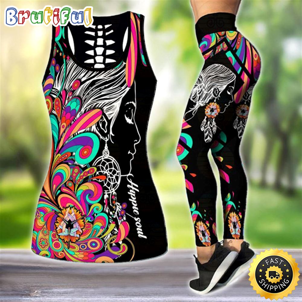 Hippie Girl Soul Colorful All Over Printed Women s Tanktop Leggings Set Perfect Workout Outfits Gifts For Hippie Life 1 adbj7p