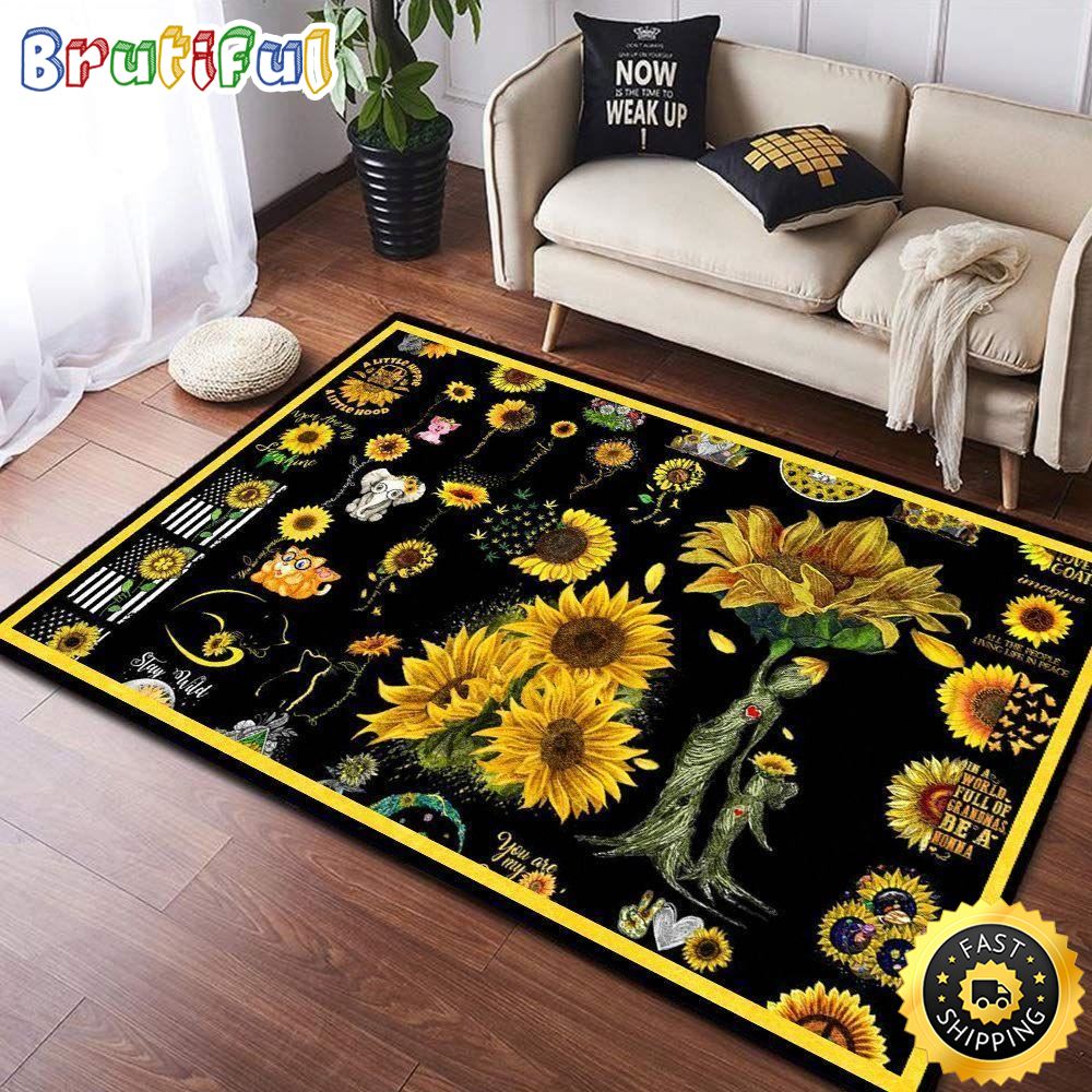 Hippie In A World Full Of Roses Be A Sunflower Rectangle Carpet Rug urxmge