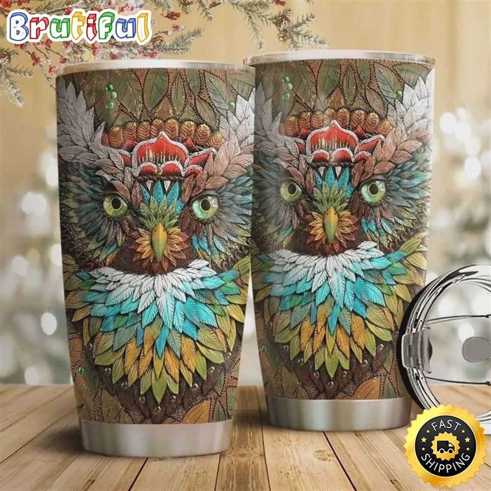 Owl Hippie Style Stainless Steel Tumbler For Men And Women snjwma