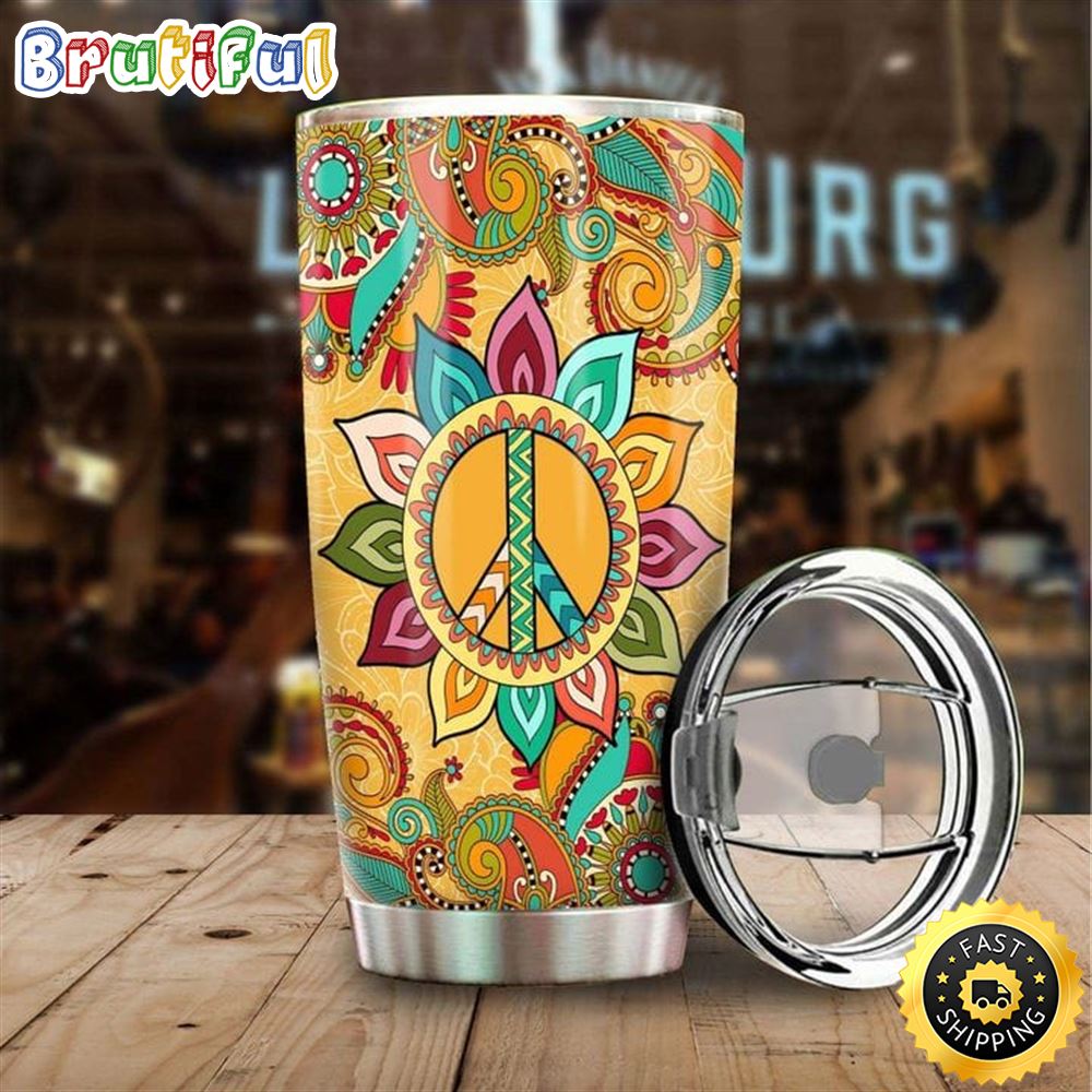 Peace Hippie Stainless Steel Tumbler For Men And Women wxqakb