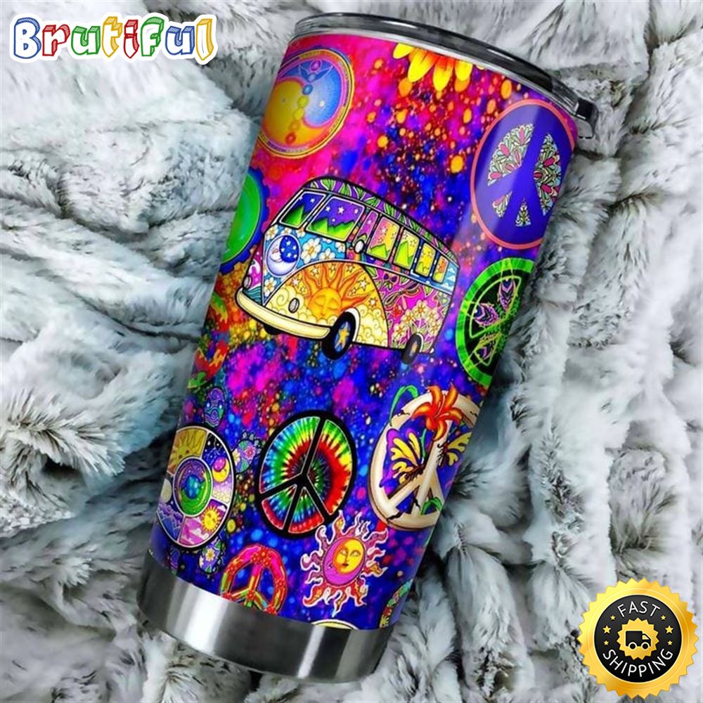 Peace Hippie Van Stainless Steel Tumbler For Men And Women djnh3n