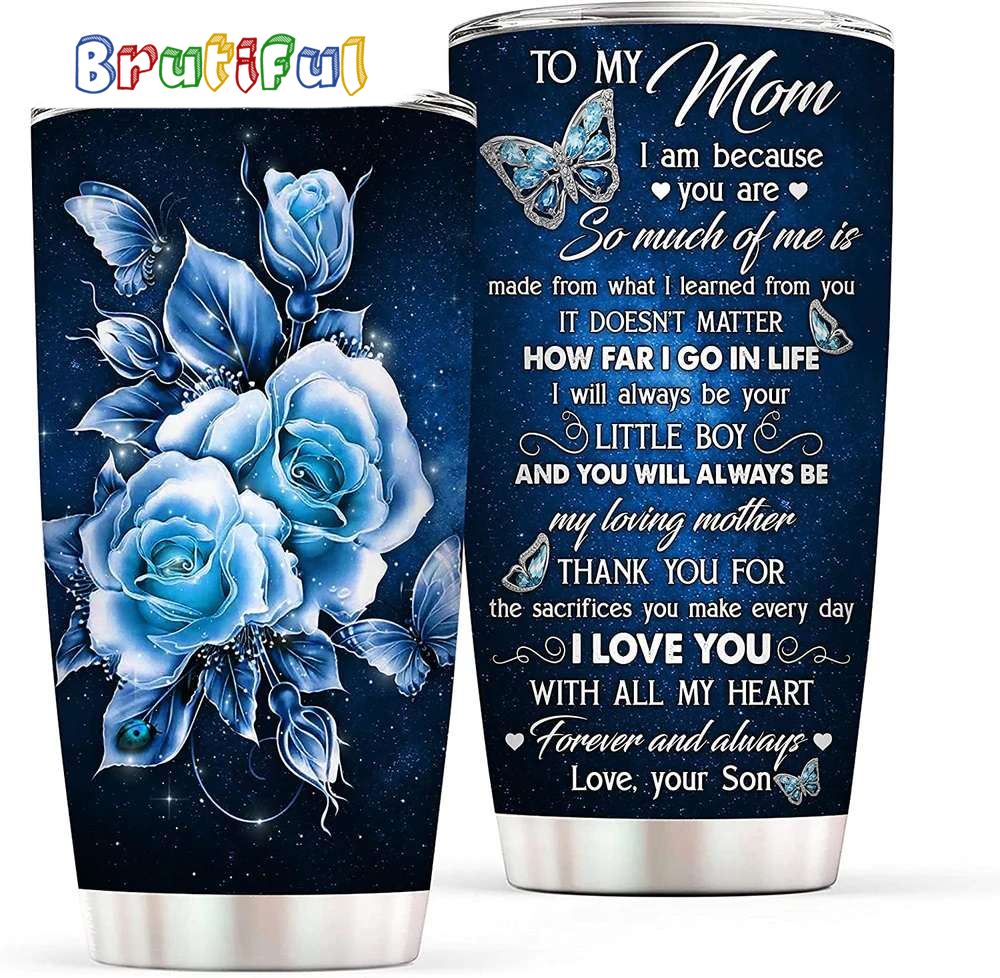 To My Mom From Son Rose Butterfly Happy Mothers Day Tumbler anrucn