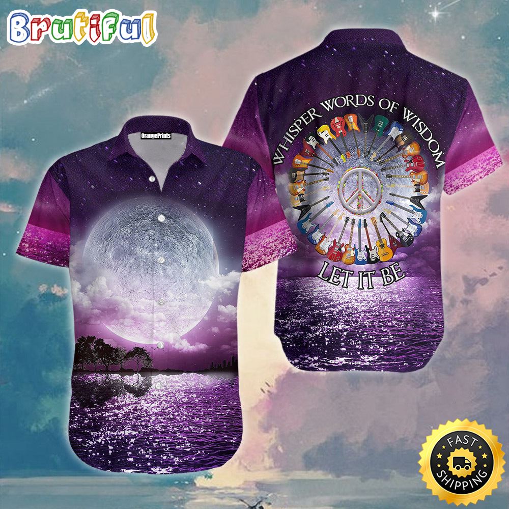Around The Moon Guitars Hippie Summer Funny Aloha Hawaiian Shirts tkhcdi