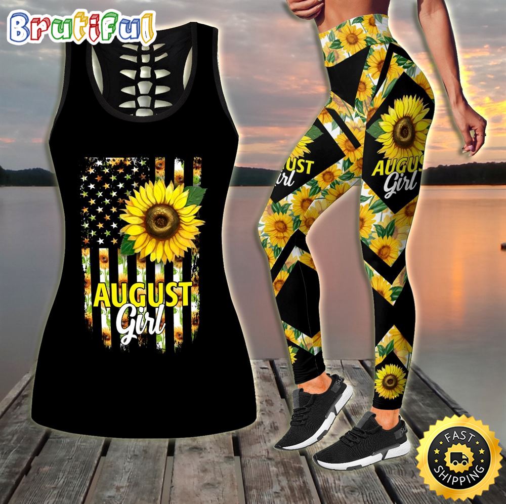 August Girl Sunflower Hollow Tanktop Legging Set Outfit Women s Workout Clothing Activewear 1 tairzr