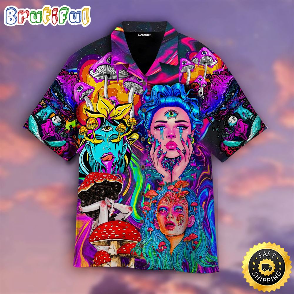 Beauty Psychic Hippie Summer Funnys Mushroom Aloha Hawaiian Shirts xbyviv