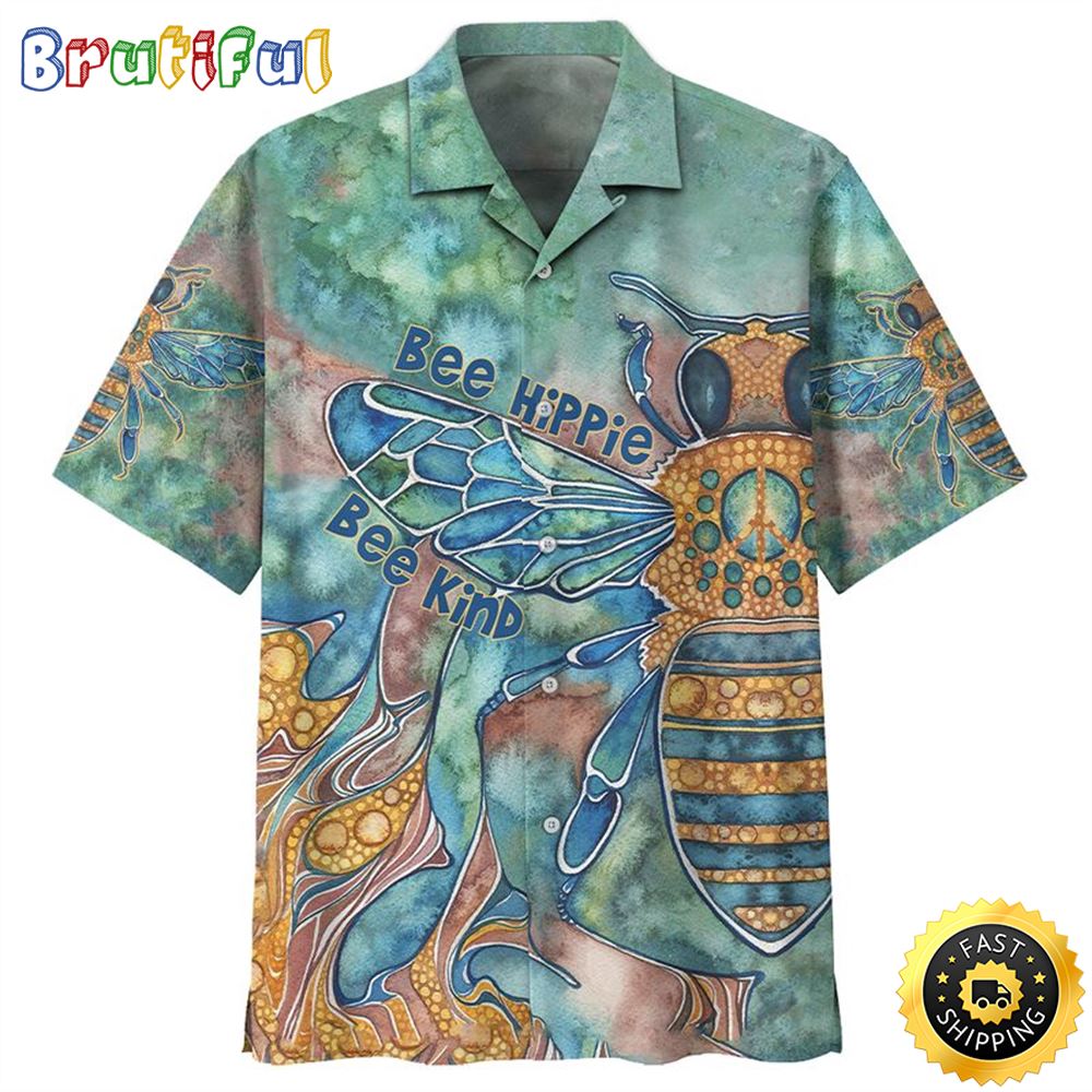 Bee Hippie Summer Funny Colorful Aloha Hawaiian Shirts n1hi1r