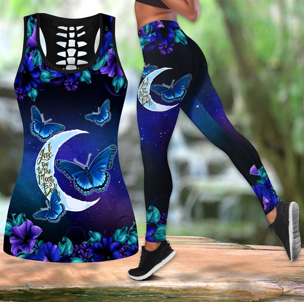 Butterfly I Love You To The Moon And Back Hollow Tanktop Legging Set Outfit Women s Workout Clothing Activewear 1 dzl88s