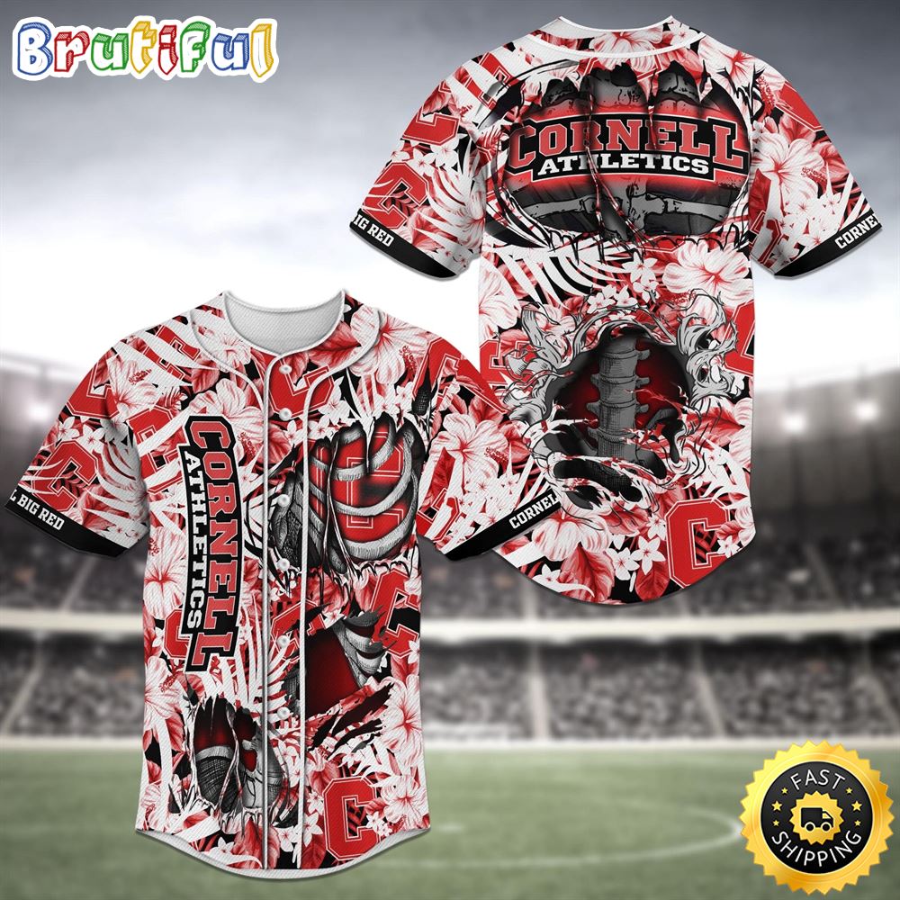 Cornell Big Red Skeleton MLB Baseball Jersey Shirt xctaxr