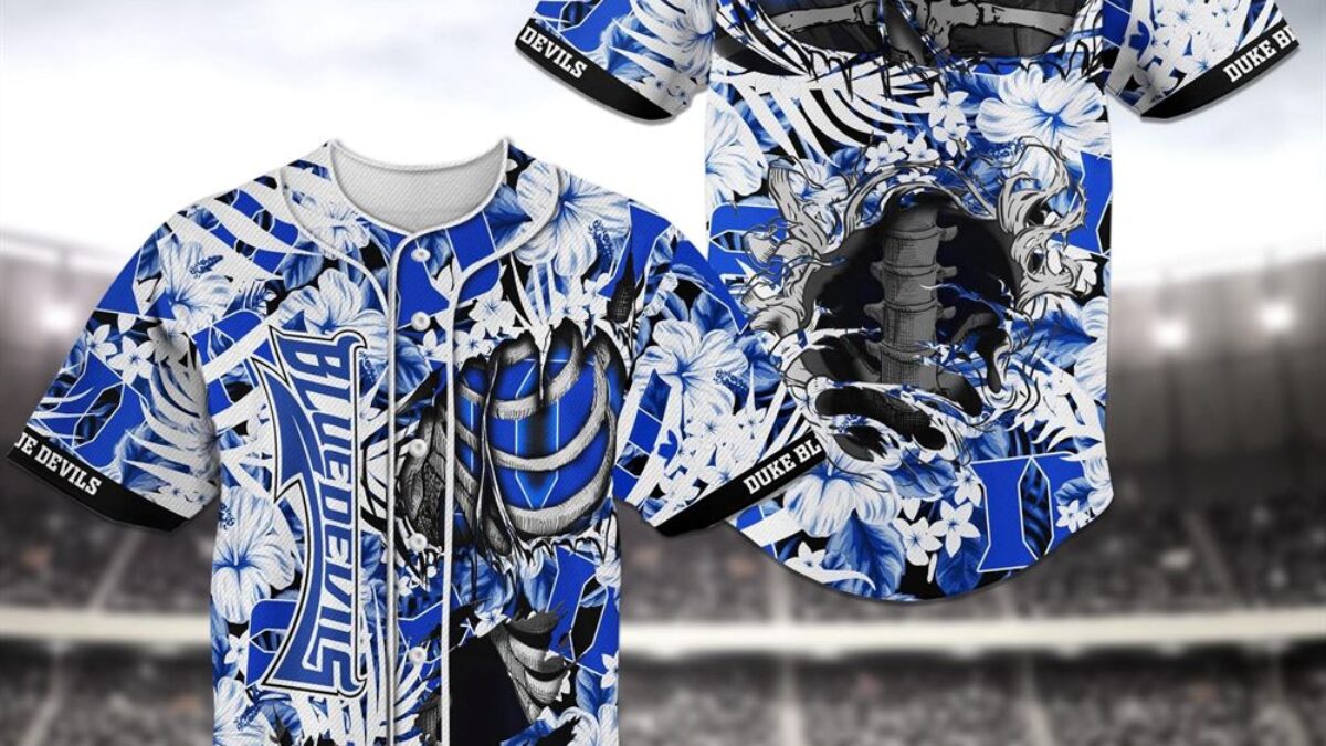 Duke Blue Devils Skeleton MLB Baseball Jersey Shirt