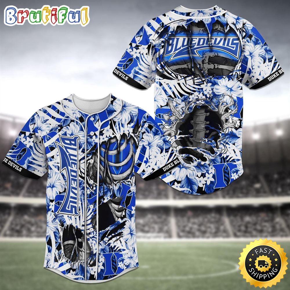 Duke Blue Devils Skeleton MLB Baseball Jersey Shirt zormiu