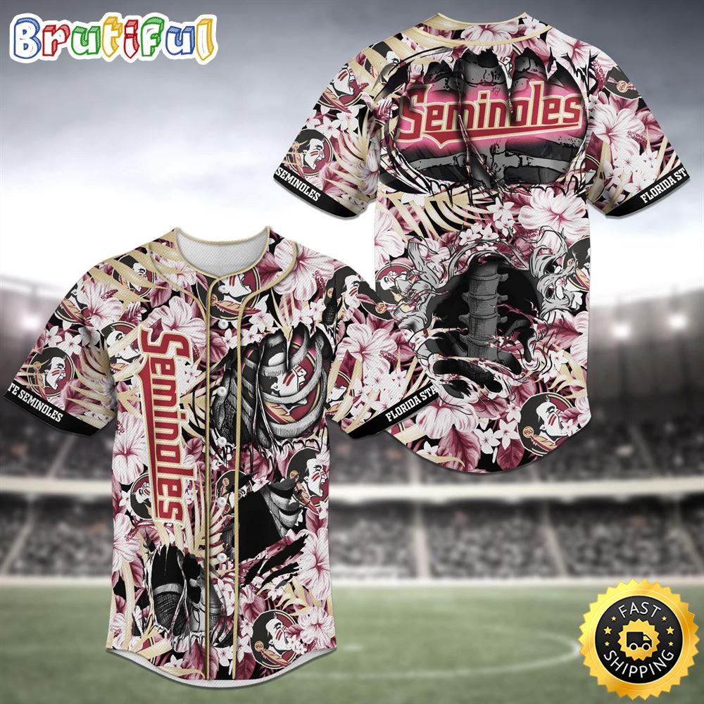 Florida State Seminoles Skeleton MLB Baseball Jersey Shirt gzlb5u
