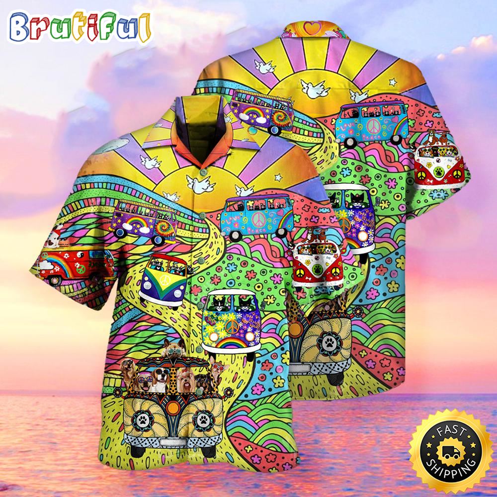 Gift For Pet Lover Trippie Hippie Summer Funny Cat Dog Aloha Hawaiian Shirts emui13