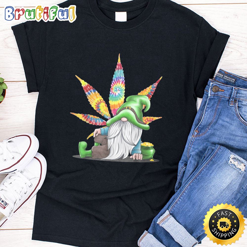 Gnome Weed Cannabis Hippie Tie Dye St. Patricks Day T Shirt qz9loc