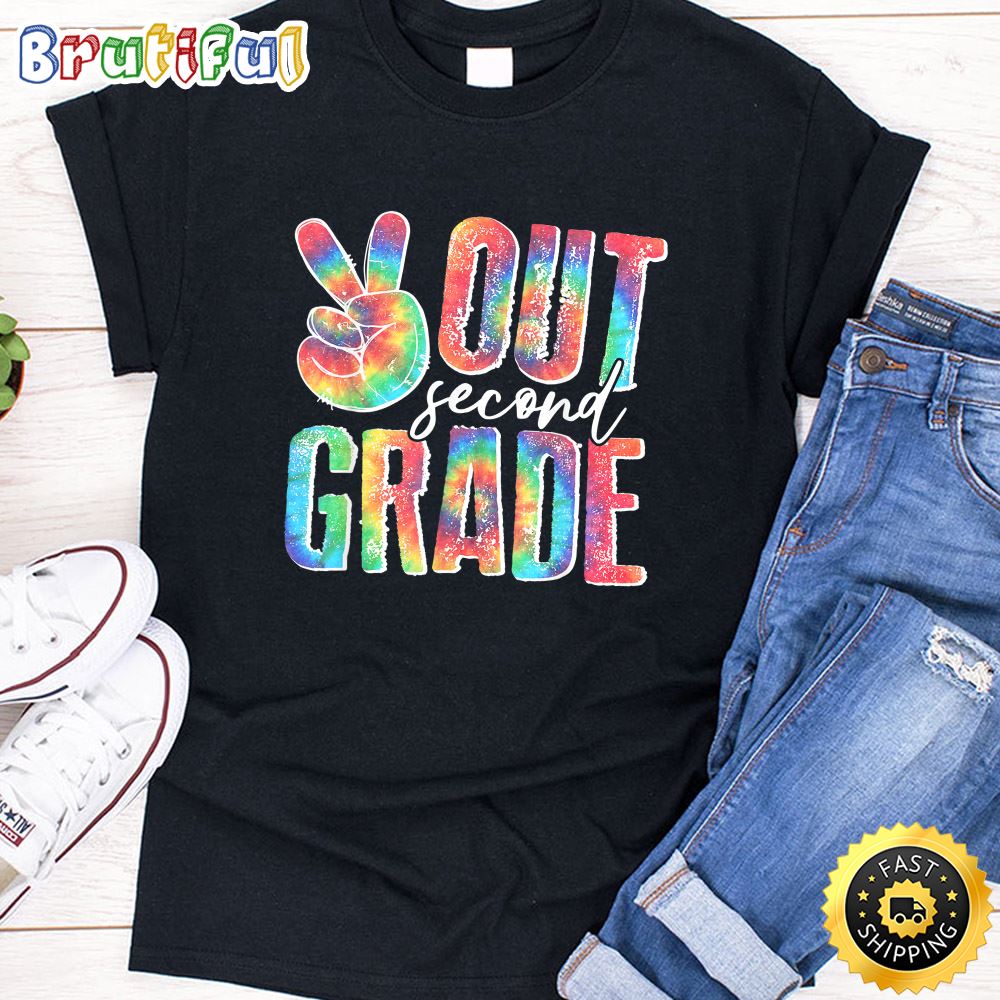 Graduation Gifts Peace Sign Out Second Grade Tie Dye Hippie T Shirt mrmvtp