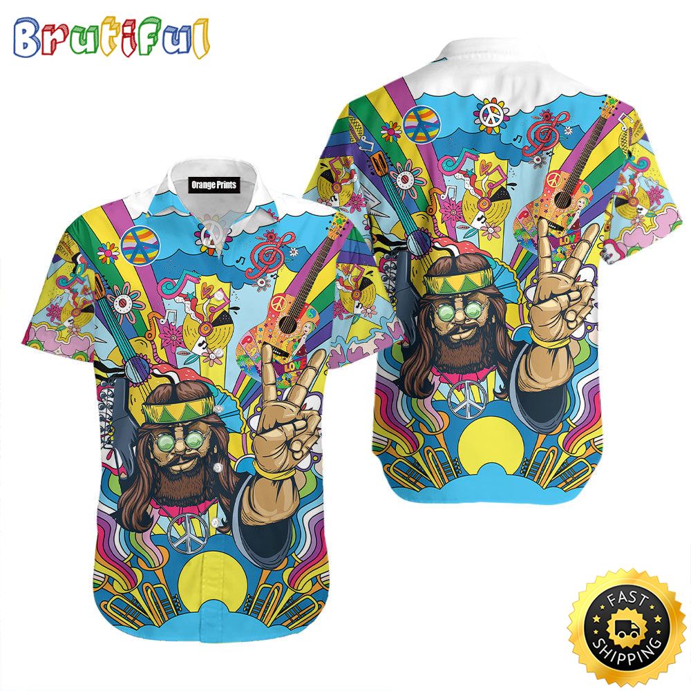 Guitar Hippie Summer Funny Aloha Hawaiian Shirts yqnzmj
