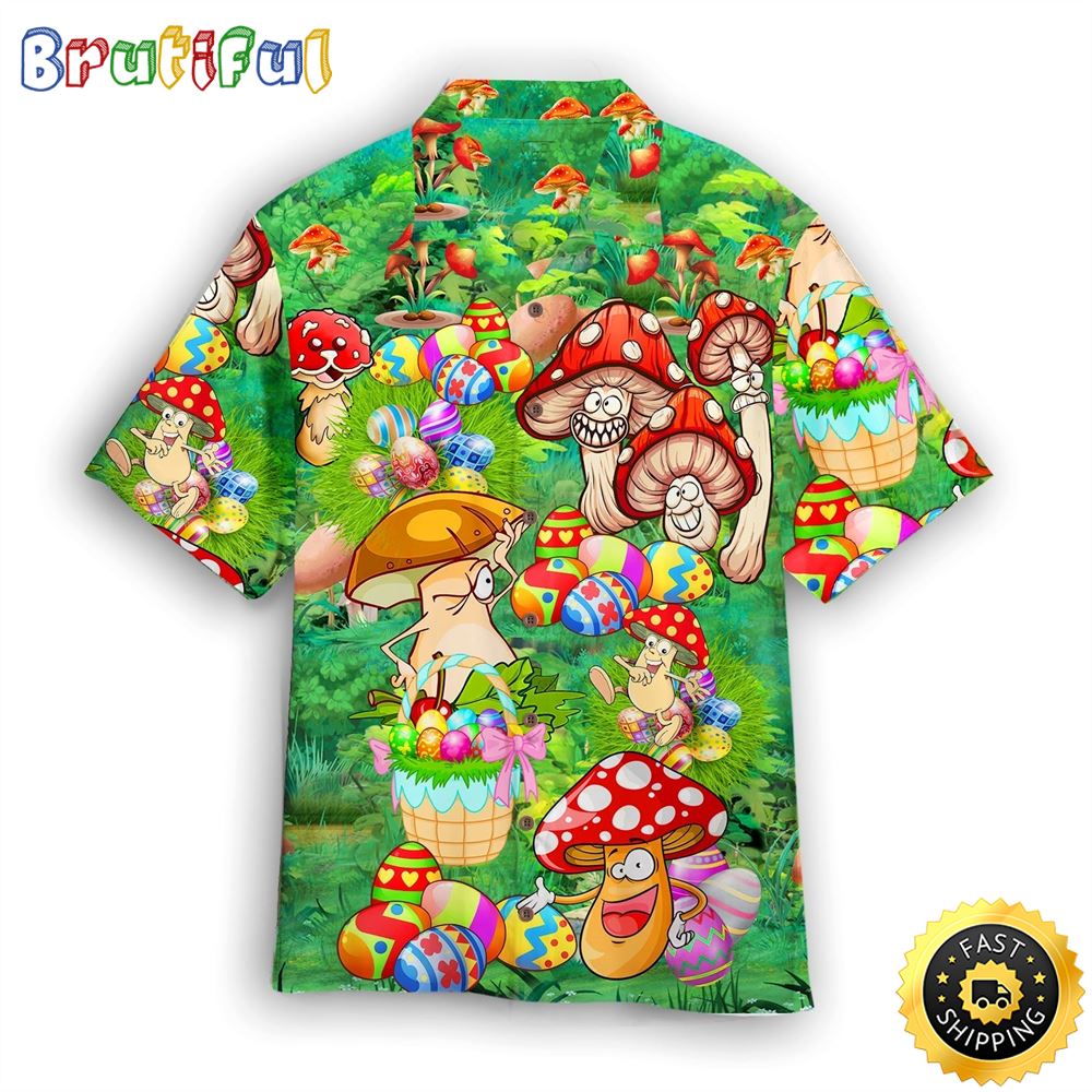 Happy Easter Hippie Summer Funny Mushroom Red Green Aloha Aloha Hawaiian Shirts buhgti