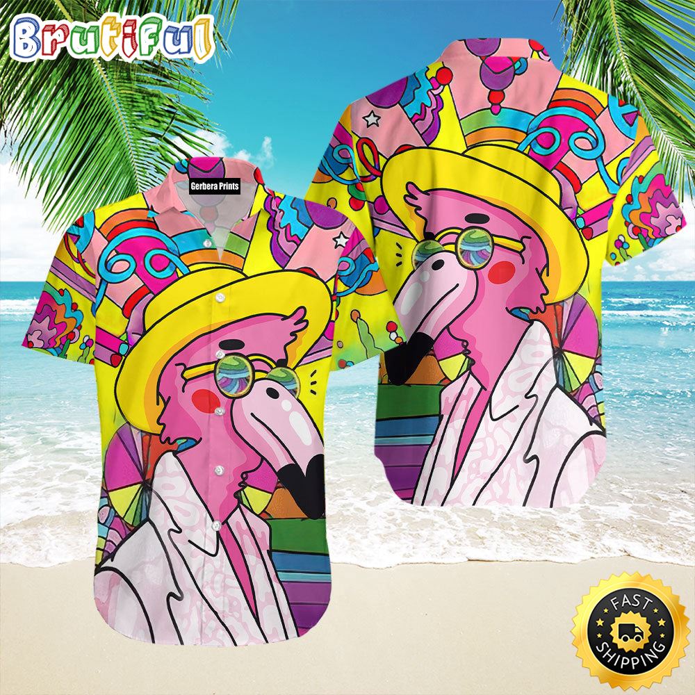 Hippie Summer Funny Flamingo Unisex Aloha Hawaiian Shirts arerps