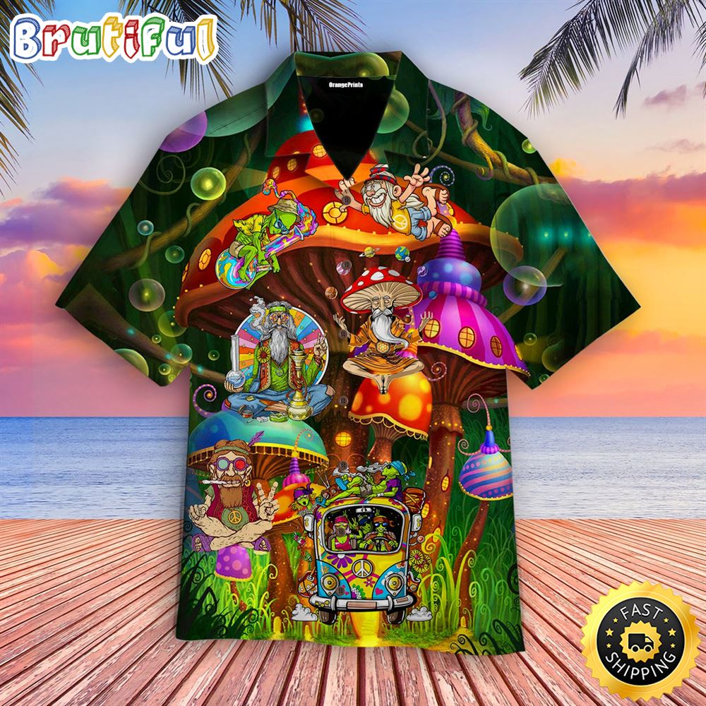 Hippie Summer Funny Guys Mushroom Magic Kingdom Colorful Aloha Hawaiian Shirts nvkbju
