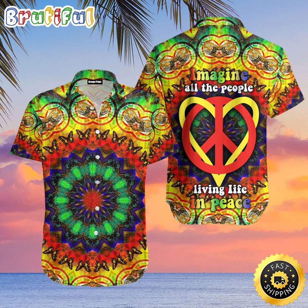 Hippie Summer Funny Heart Imagine All The People Living Life In Peace Colorful Aloha Hawaiian Shirts n8bqkx