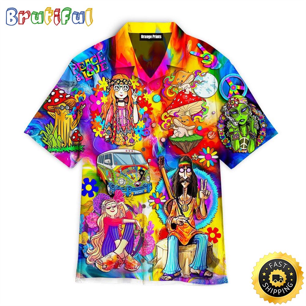 Hippie Summer Funny Love Life Peace Style Aloha Hawaiian Shirts gsvila