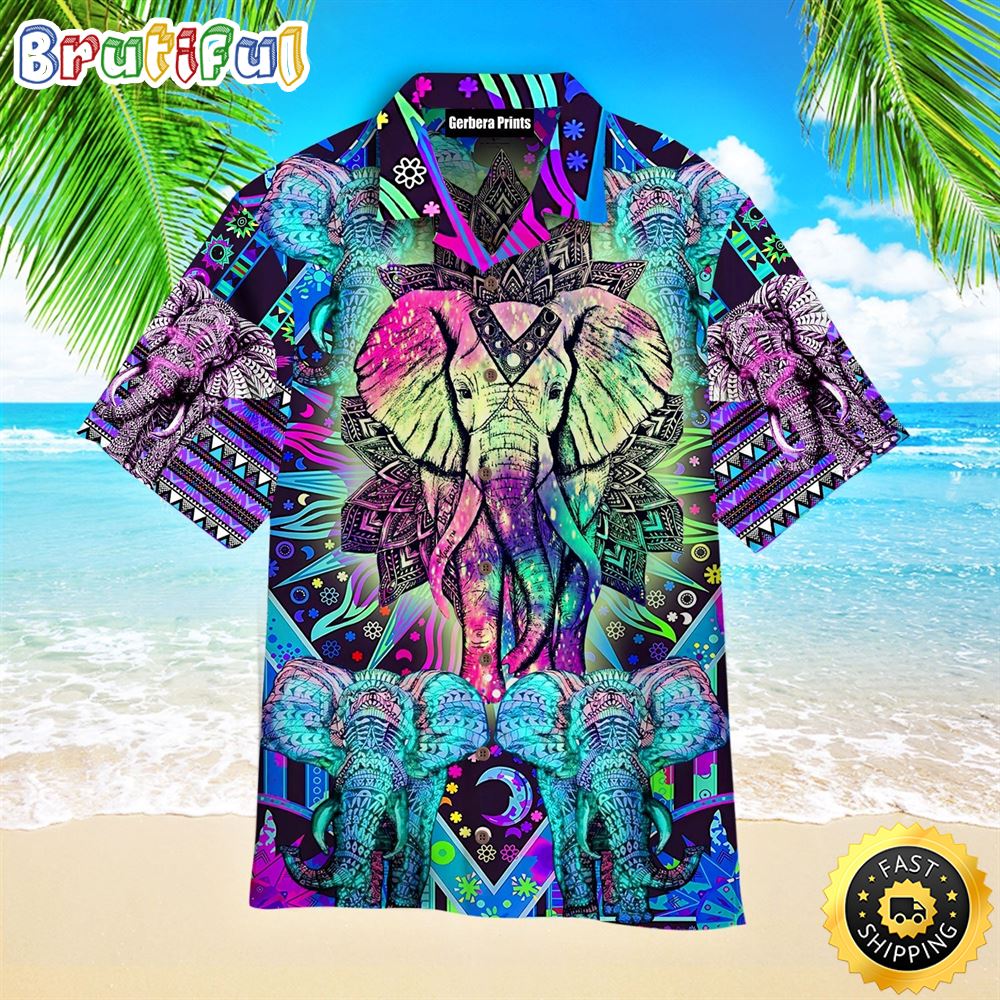 Hippie Summer Funny Mandala Elephant Colorful Aloha Hawaiian Shirts syg778