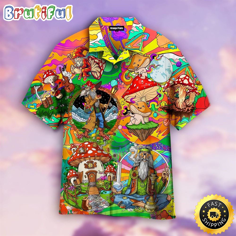 Hippie Summer Funny Mushroom Aloha Hawaiian Shirts For Men For Women sfqyjv