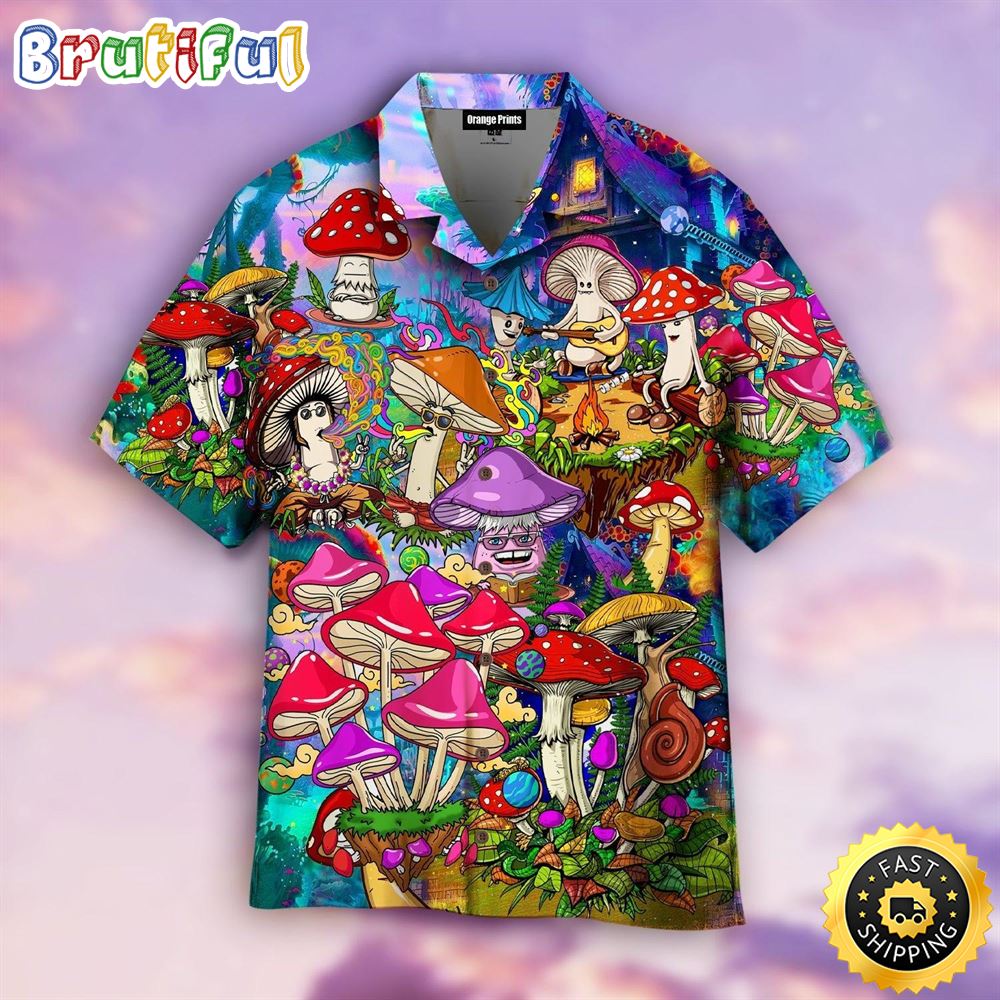 Hippie Summer Funny Mushroom Aloha Hawaiian Shirts ktaygm