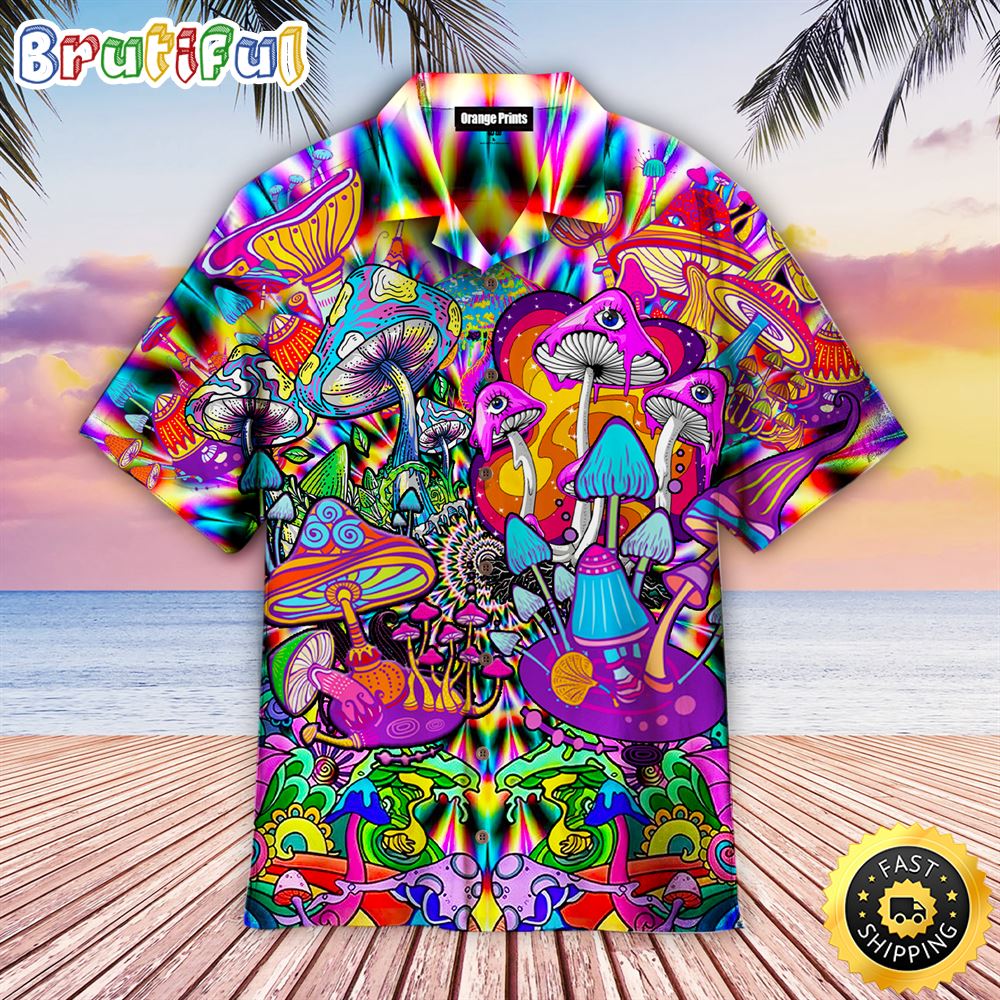 Hippie Summer Funny Mushroom Love Color Aloha Hawaiian Shirts xgbjta