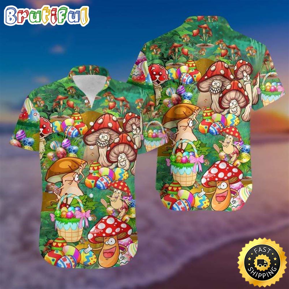 Hippie Summer Funny Mushroom Magic Kingdom Colorful Aloha Hawaiian Shirts vua4z0
