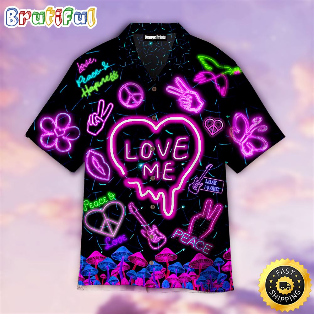 Hippie Summer Funny Neon Aloha Hawaiian Shirts bb4fgv